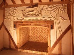 Parget overmantel new Tudor style gatehouse